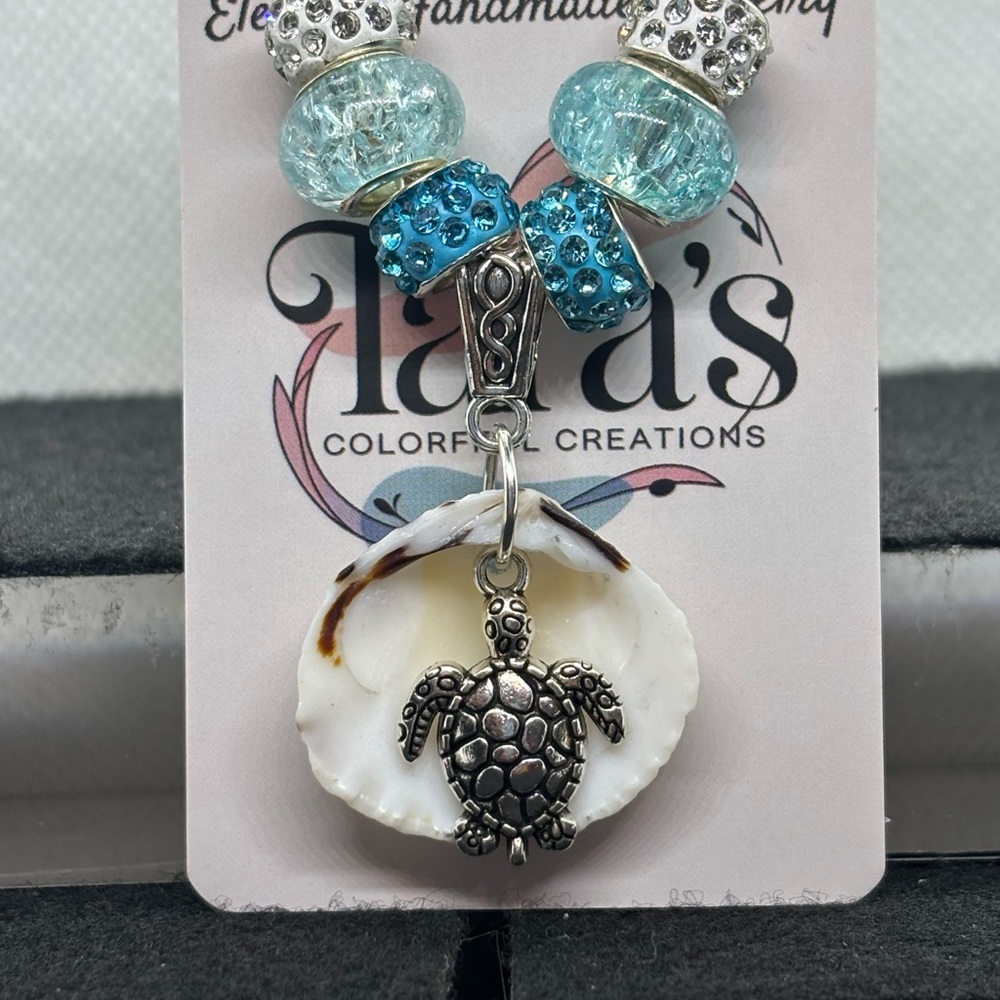 Silver and Blue Turtle Shell Necklace